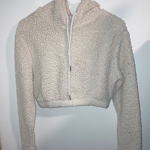 Shein womens fluffy cropped hoodie